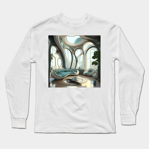 [AI Art] My future living room, Art Nouveau Style Long Sleeve T-Shirt by Sissely